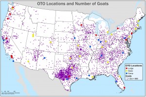 Map of US OTO locations and the goat population