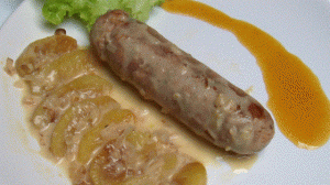 Sausage with apples and cider