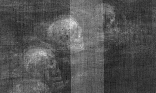  Detail of skulls discovered in Glindoni’s painting of John Dee. Photograph: National Gallery, London/Wellcome Library 