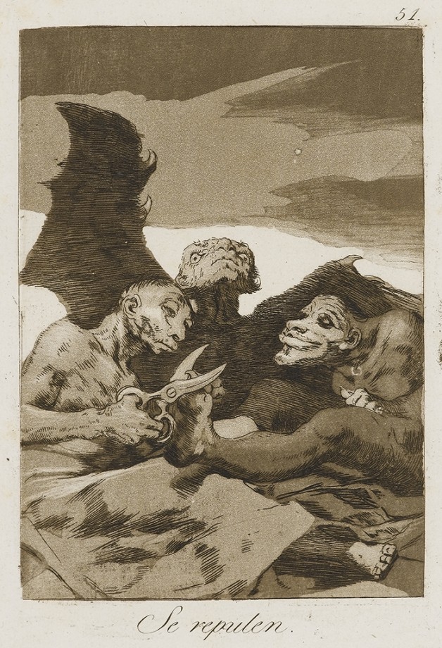 They Spruce Themselves Up, 1799, Francisco de Goya; etching, aquatint, burnished aquatint, drypoint, and burin on laid paper. The Norton Simon Art Foundation, Pasadena, California