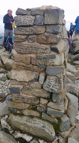 Verses of the Emerald Tablets on the cairn on Scafell Pike.