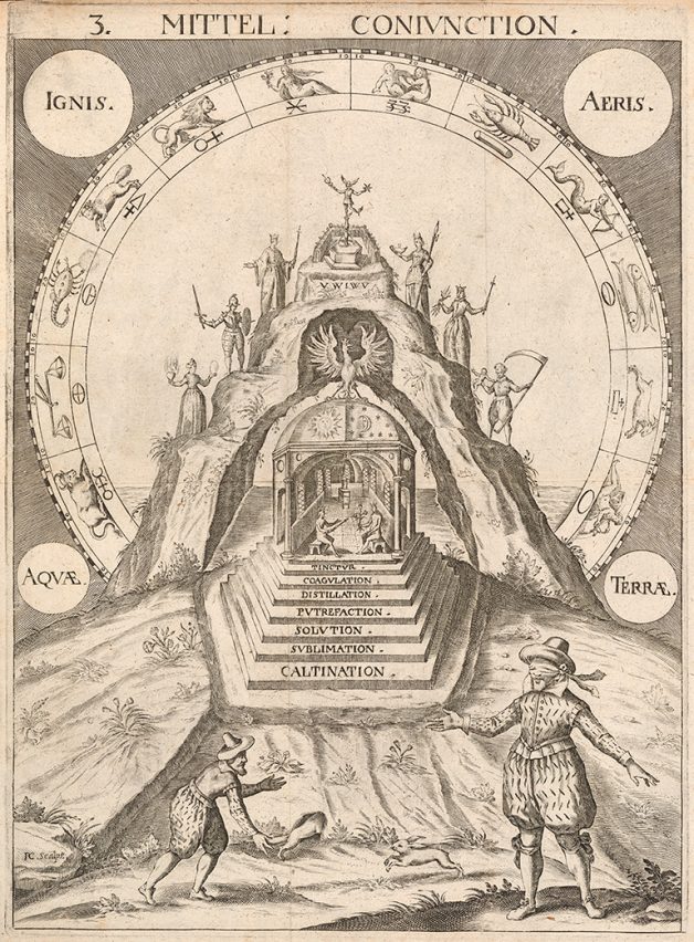 Conjunction, Raphael Custos. 1633. From Steffan Michelspacher, Cabala, Spiegel der Kunst und Natur in Alchymia . . . [Cabala, The Mirror of Art and Nature in Alchemy] (Augsburg, 1663), pl. 3