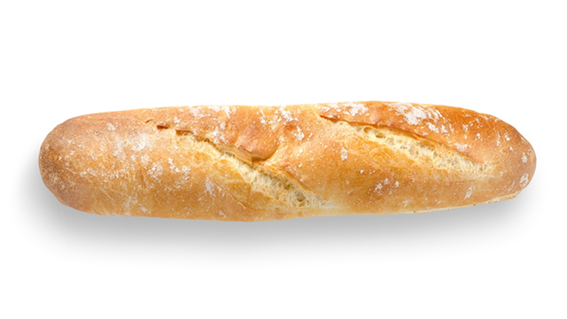 A loaf of French bread, also known as a baguette