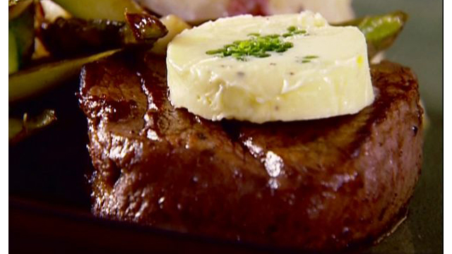Filet mignon with chive butter