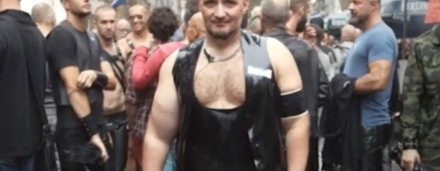 Micha Stuntz in leather gear