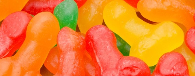 Multi-colored jelly penis candies - small, soft, squidgy and fruity !