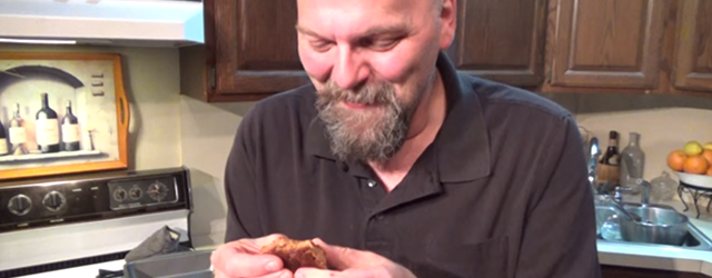 Steve eating a warm butterscotch brownie
