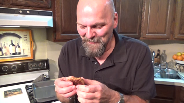 Steve eating a warm butterscotch brownie