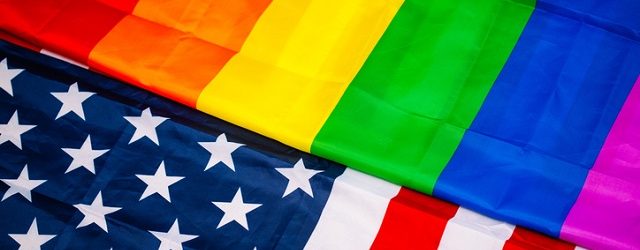 Flags of LGBT and the USA