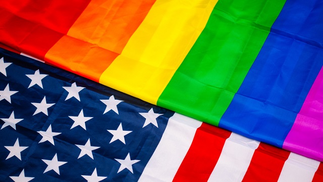 Flags of LGBT and the USA