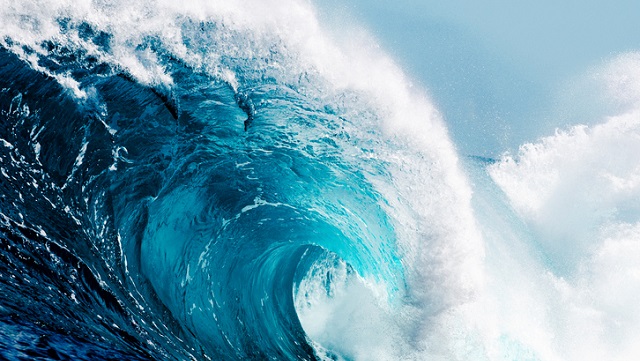 Close-up view of huge ocean waves