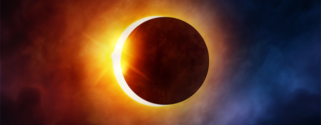 A solar eclipse in progress