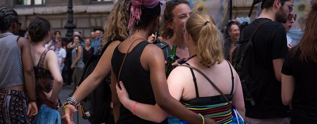 Young people gathered at Paris Gay Pride 2017