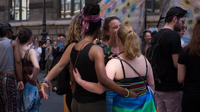 Young people gathered at Paris Gay Pride 2017