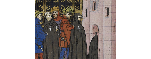 Chroniques de France ou de St. Denis - caption: 'Arrest of the Templars' from the British Library