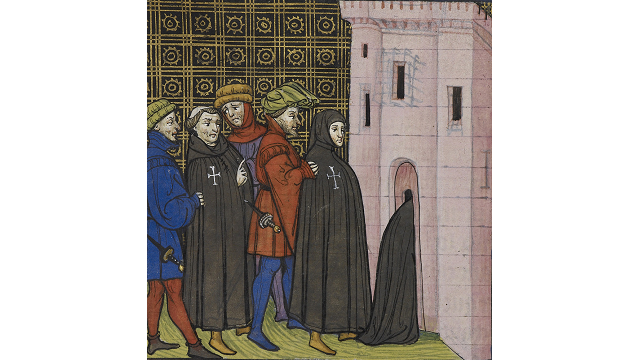 Chroniques de France ou de St. Denis - caption: 'Arrest of the Templars' from the British Library
