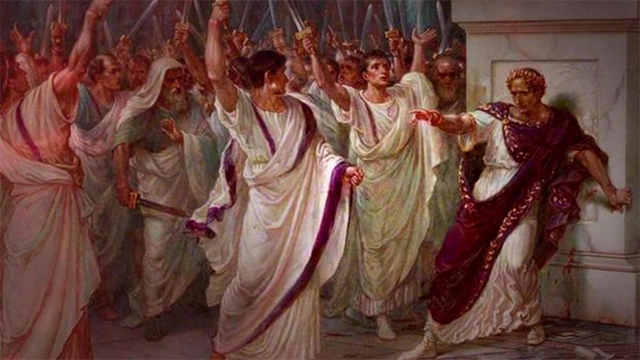 Julius Caesar is stabbed in front of the Roman Senate
