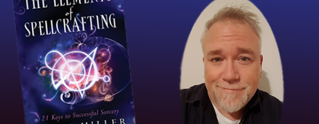 Jason Miller with his book, the Elements of Spellcrafting