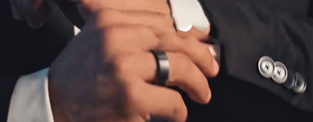 A Motiv fitness tracker ring on a person's finger