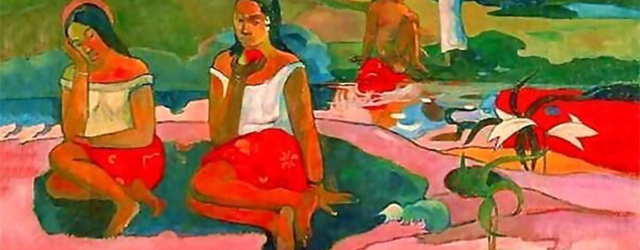 A partial view of Miraculous Source by Paul Gauguin, depicting French Polynesian people