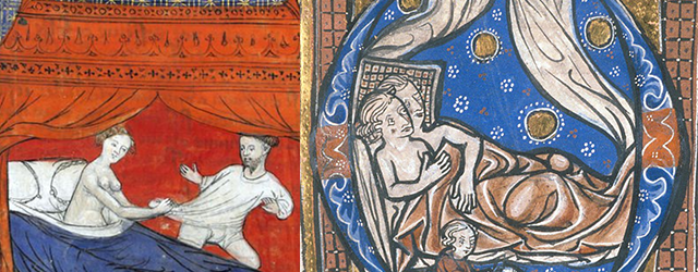 Medieval art of couples in bed