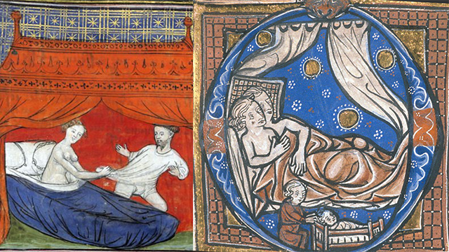 Medieval art of couples in bed