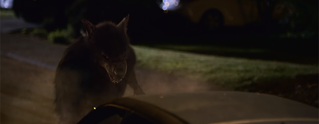 A werewolf fights a car in a scene from The Order